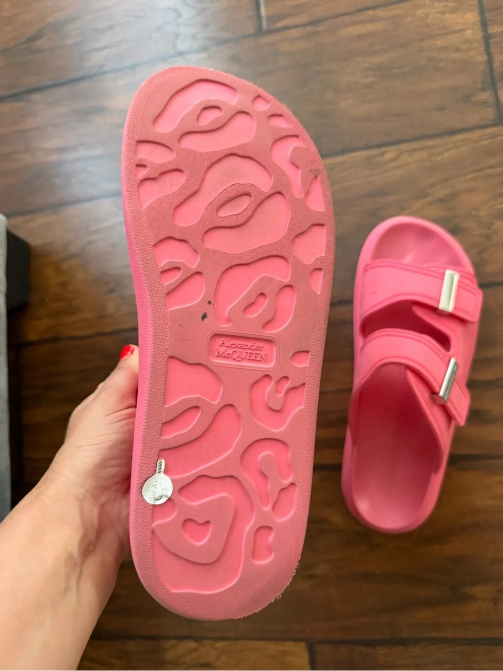 Alexander McQueen Bright Pink Double-Strap Slide Sandals